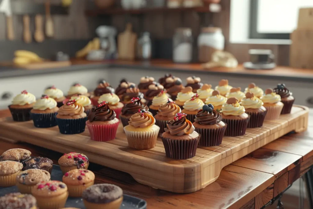 Assorted Cupcakes and Mini Muffins in Different Flavors