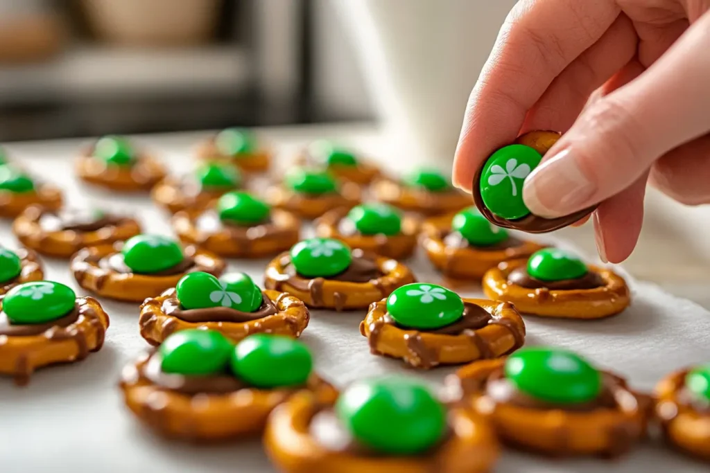 Step-by-step process of assembling pretzel bites