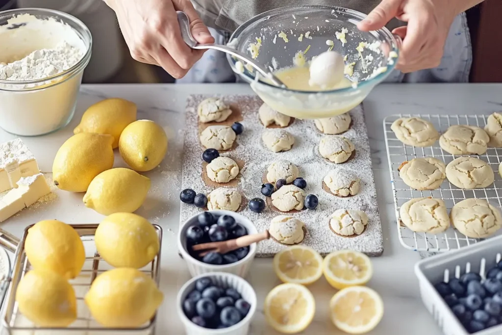 Ingredients for Lemon Blueberry Cookies being mixed