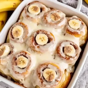 Banana Bread Cinnamon Rolls with Cream Cheese Glaze