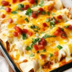 Plated Breakfast Enchiladas with Cheese and Garnish