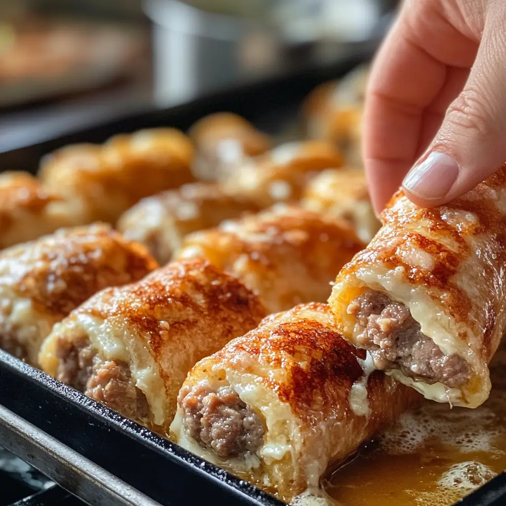 Step-by-step making sausage french toast roll-ups