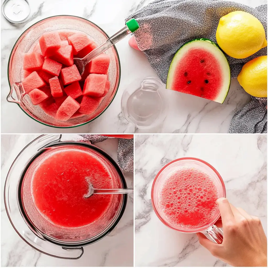 Step-by-step making of watermelon lemonade