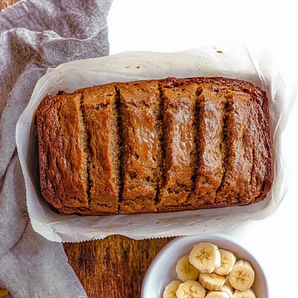 Summer breakfast with banana bread and iced coffee