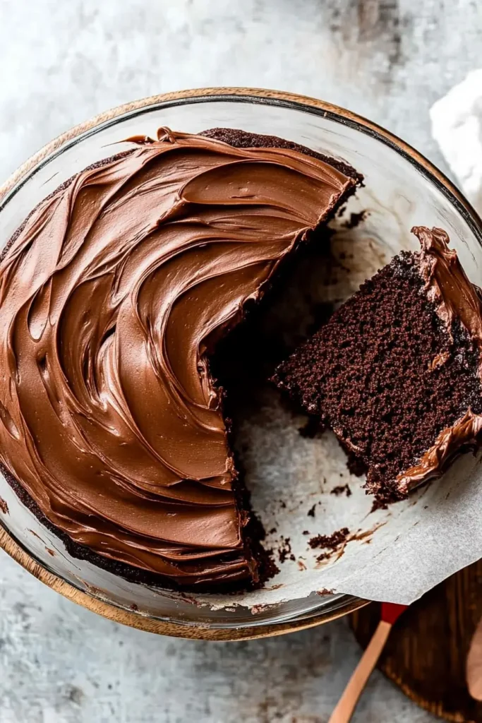 chocolate guinness cake baking in oven