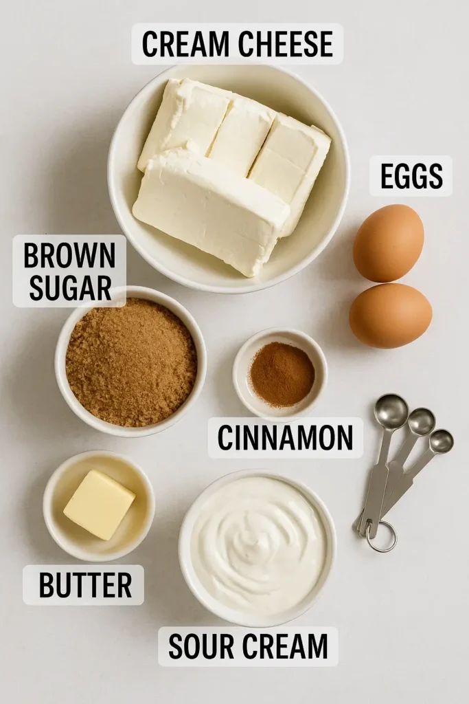 cheesecake ingredients overhead view