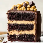 Dark Chocolate Peanut Butter Cake with ganache and peanut butter frosting