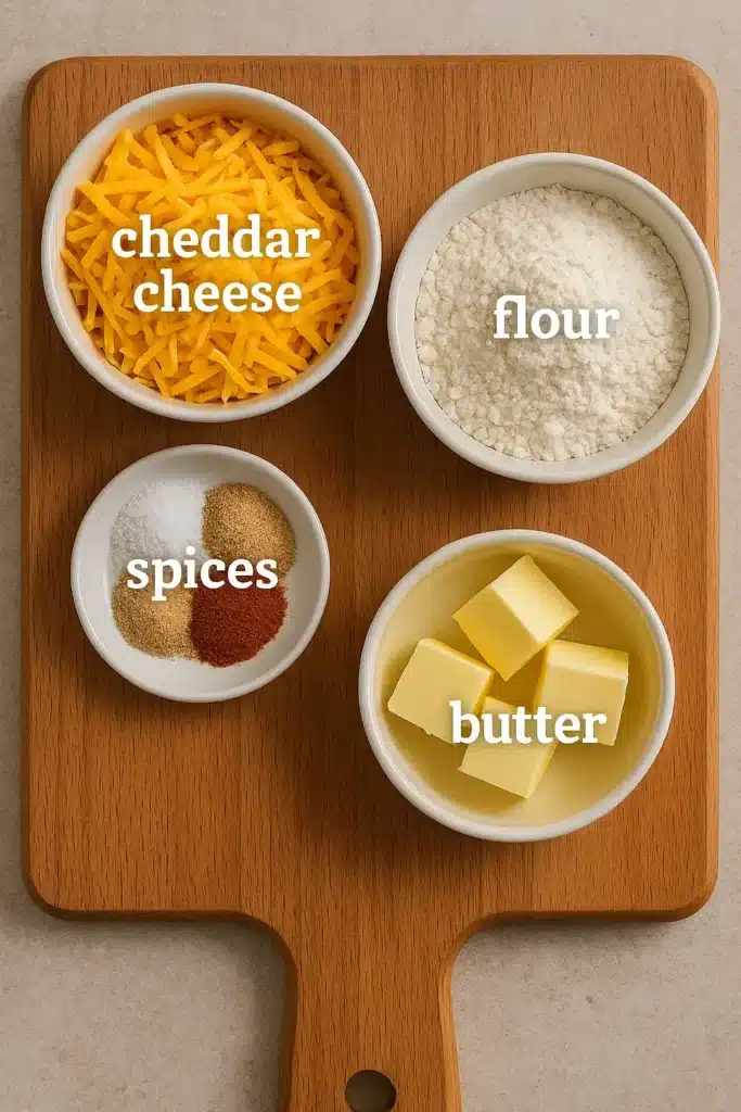 Ingredients for Homemade Cheez-Its on kitchen counter