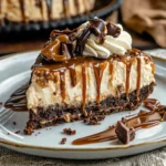 No-Bake Caramel Turtle Brownie Bottom Cheesecake