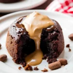 Peanut Butter Chocolate Lava Cake with gooey peanut butter center