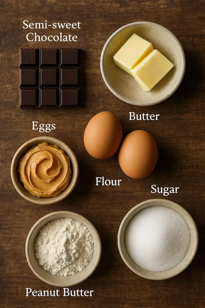 Ingredients for Peanut Butter Chocolate Lava Cakes