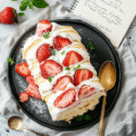 Homemade Strawberry Shortcake Cheesecake Roll recipe card