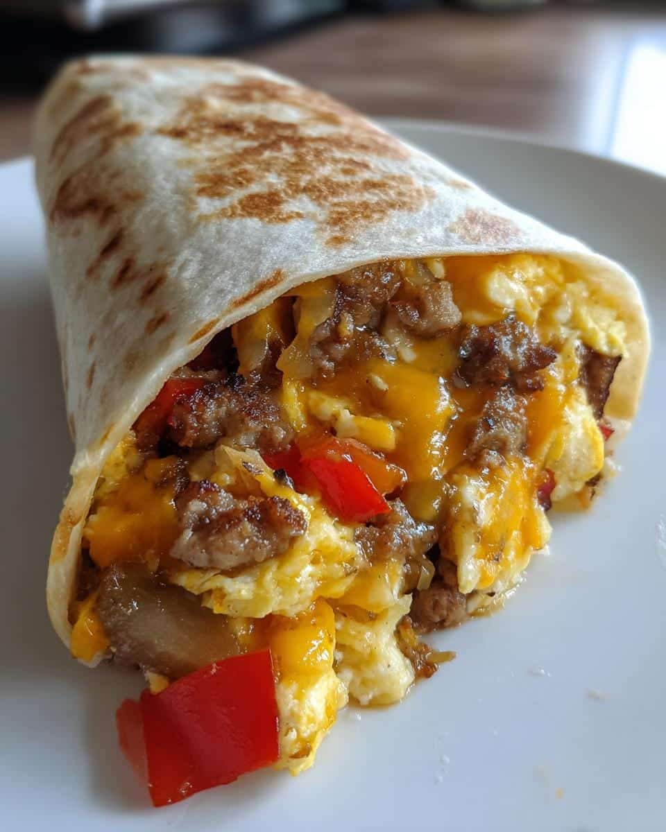 Cheesy Sausage Breakfast Burritos - detail 1