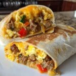 Cheesy Sausage Breakfast Burritos