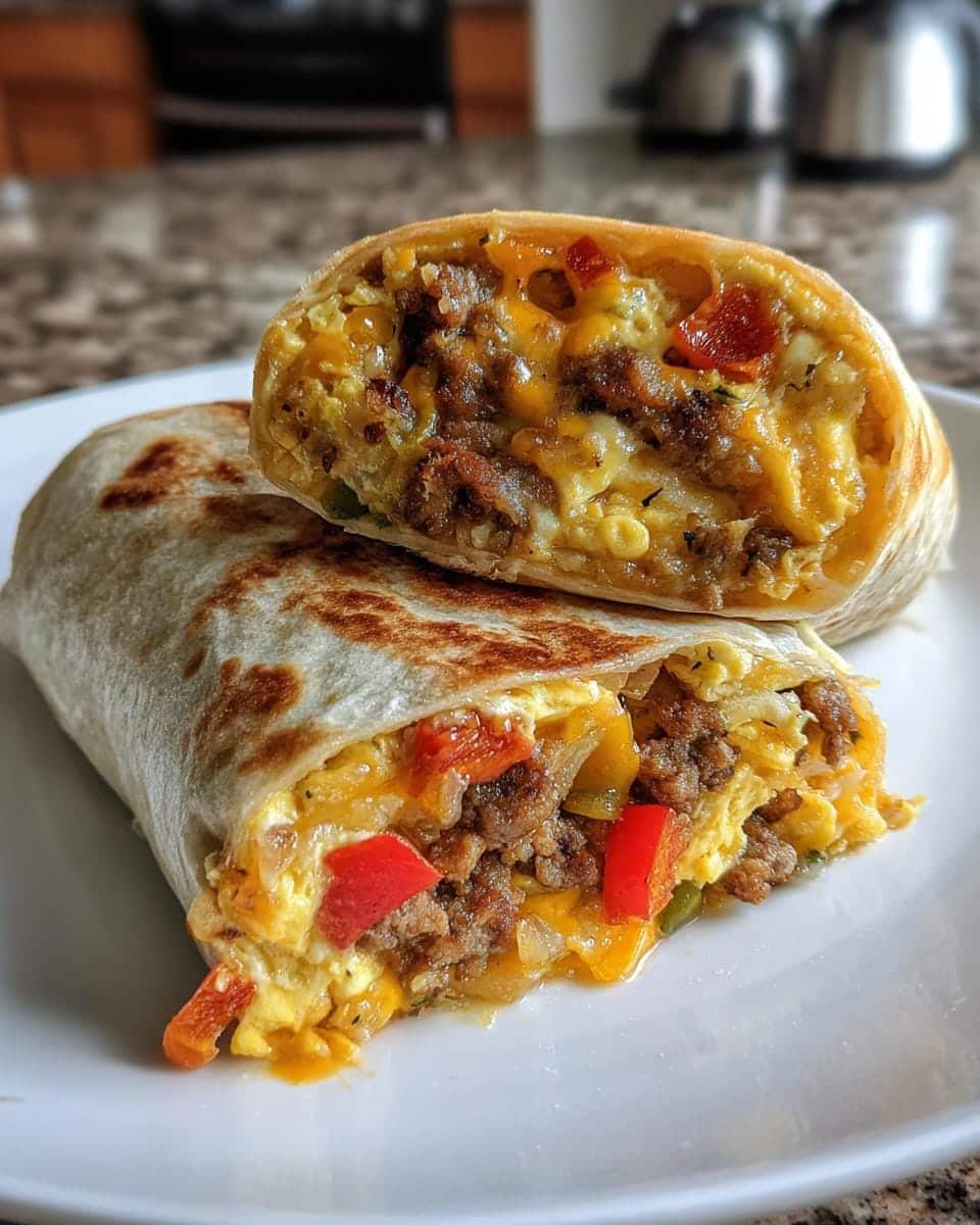 Cheesy Sausage Breakfast Burritos - detail 2