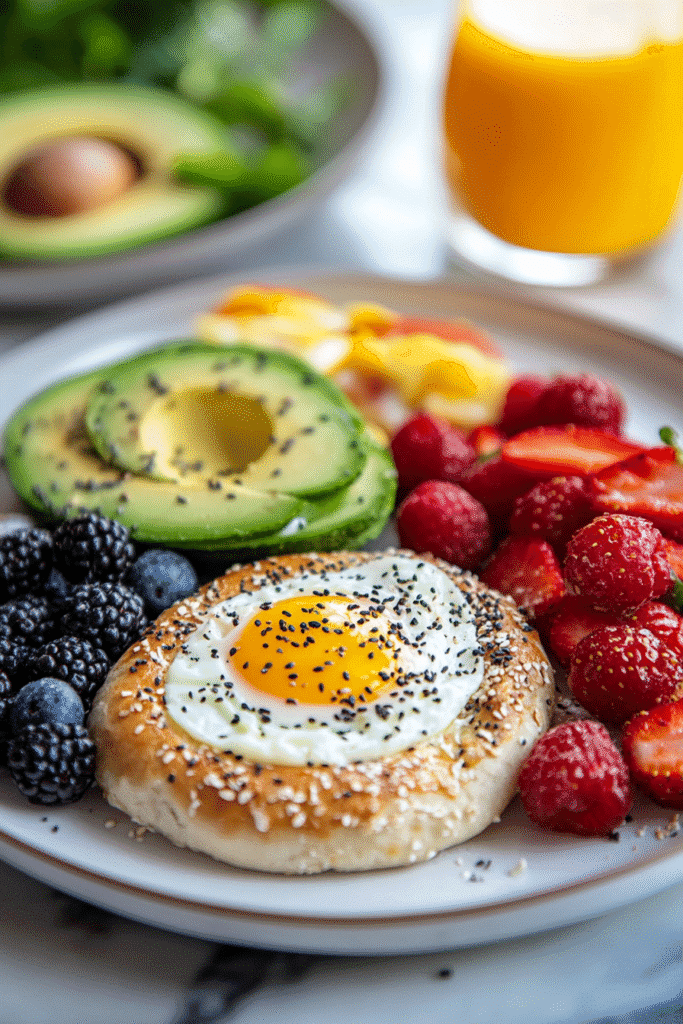 Cottage cheese bagels served for brunch