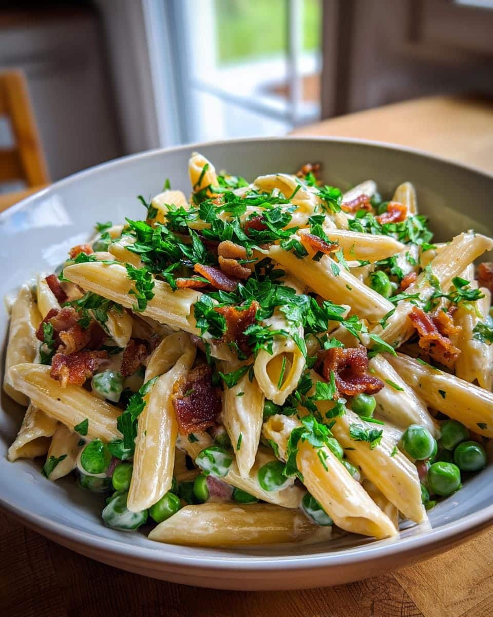 Creamy Pea and Bacon Pasta Salad - detail 1