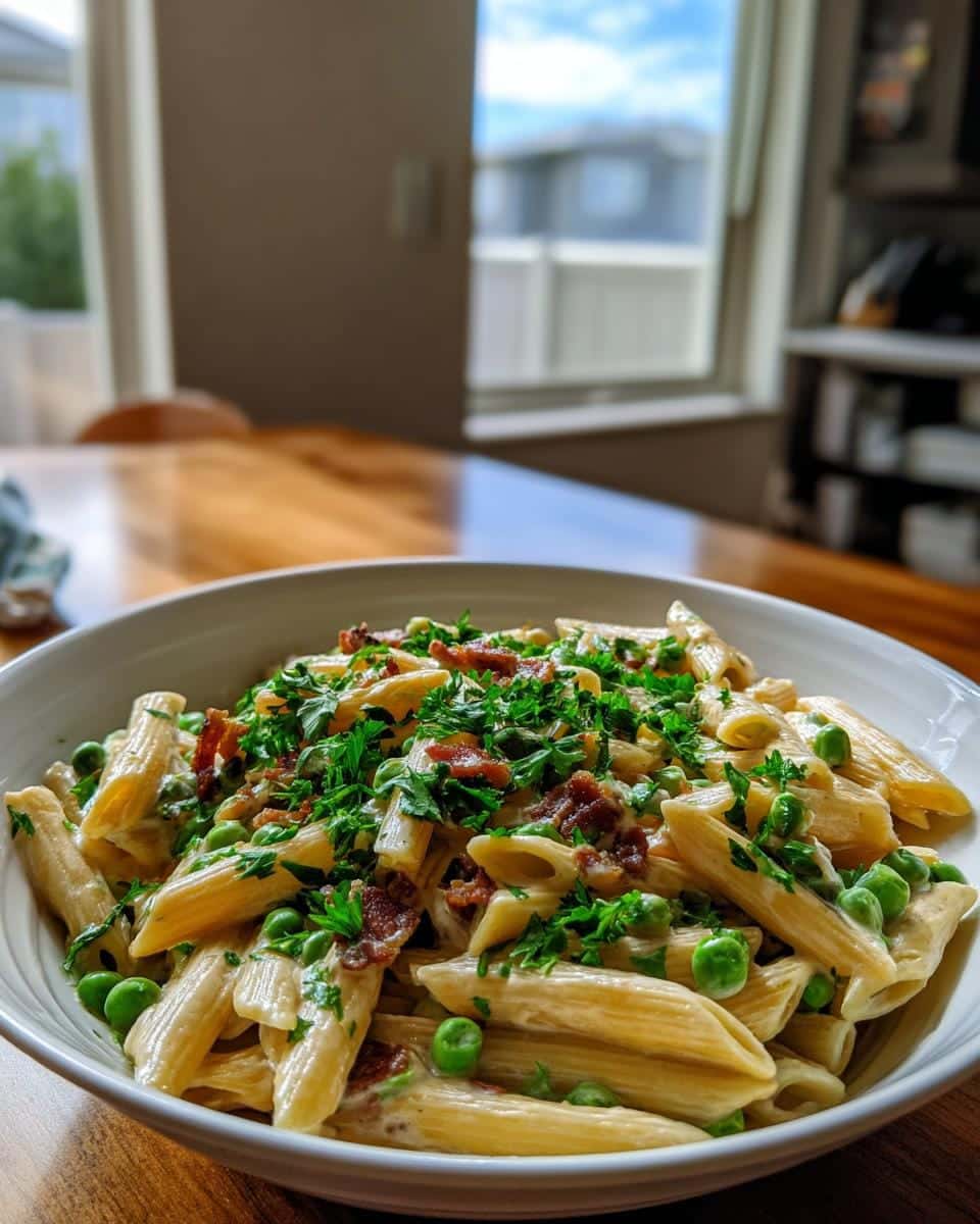 Creamy Pea and Bacon Pasta Salad - detail 2
