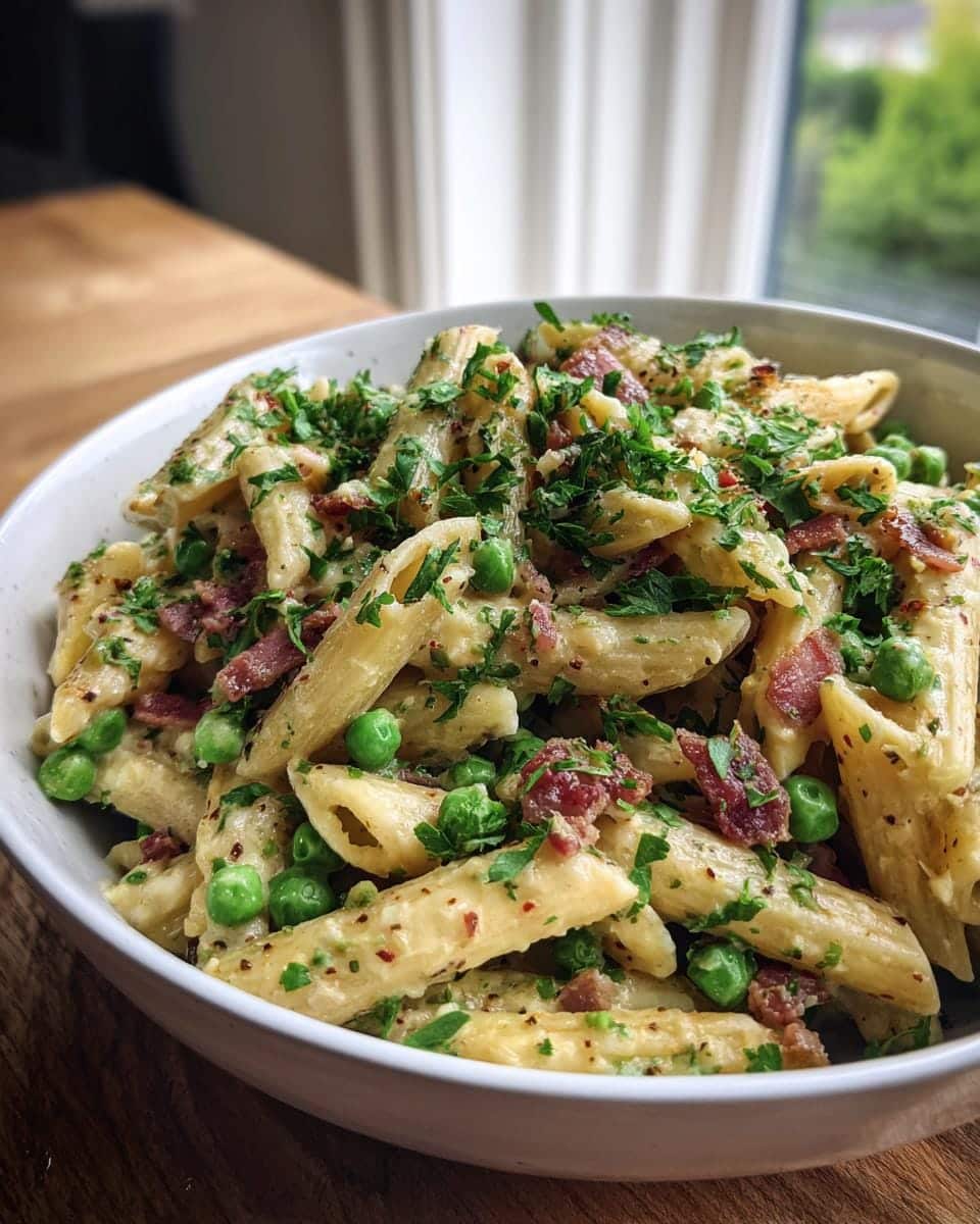 Creamy Pea and Bacon Pasta Salad - detail 3