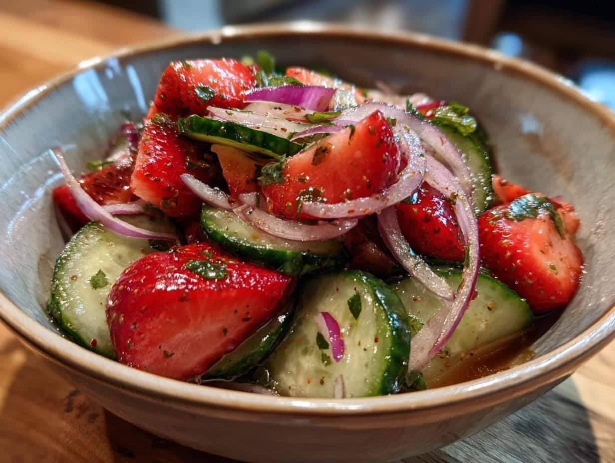 5-Minute Refreshing Cucumber Strawberry Salad You’ll Crave
