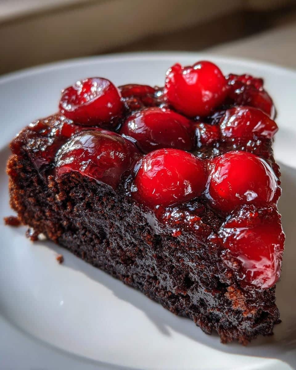 Decadent Chocolate Cherry Upside Down Cake - detail 1