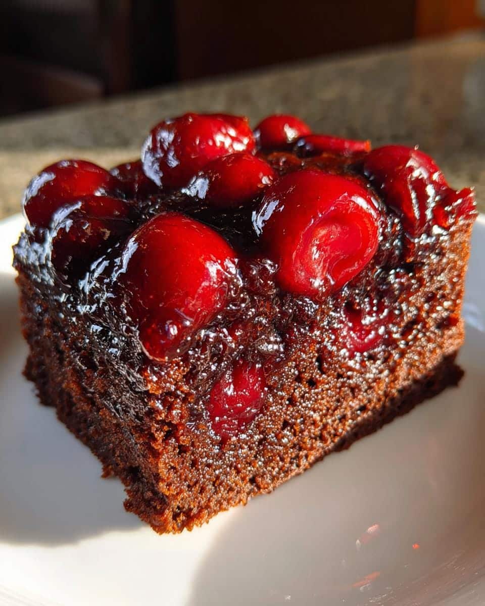 Decadent Chocolate Cherry Upside Down Cake - detail 3