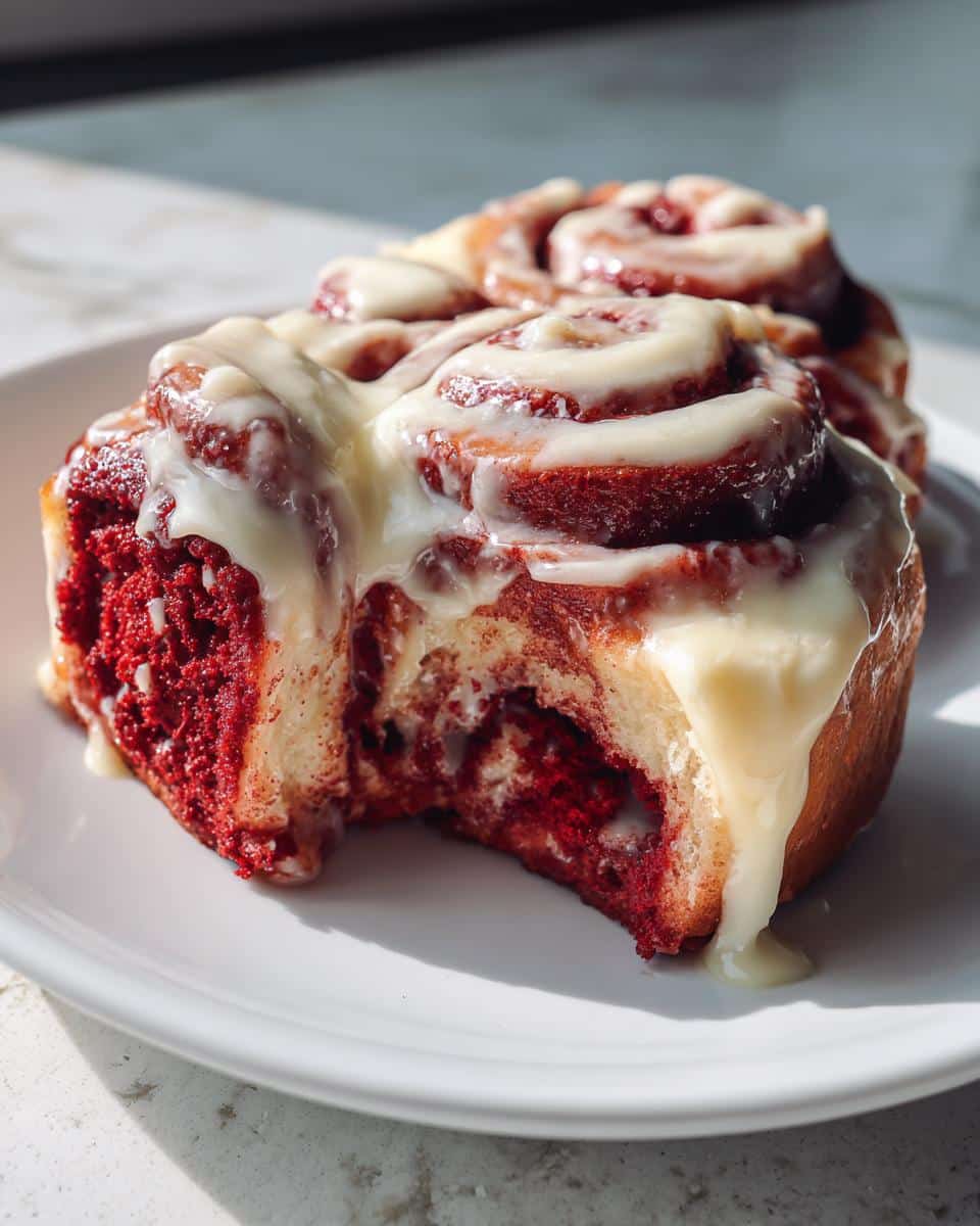 Decadent Red Velvet Cinnamon Rolls for Fall - detail 1