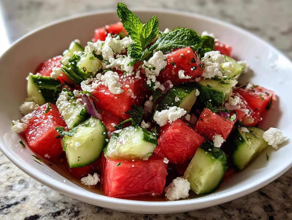 Incredible 15-Minute Feta Watermelon Cucumber Salad Recipe