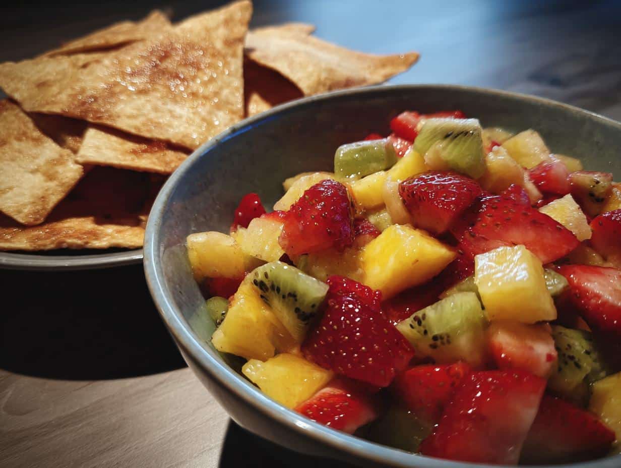 3-Ingredient Fruit Salsa with Cinnamon Tortilla Chips Recipe – Irresistible Delight