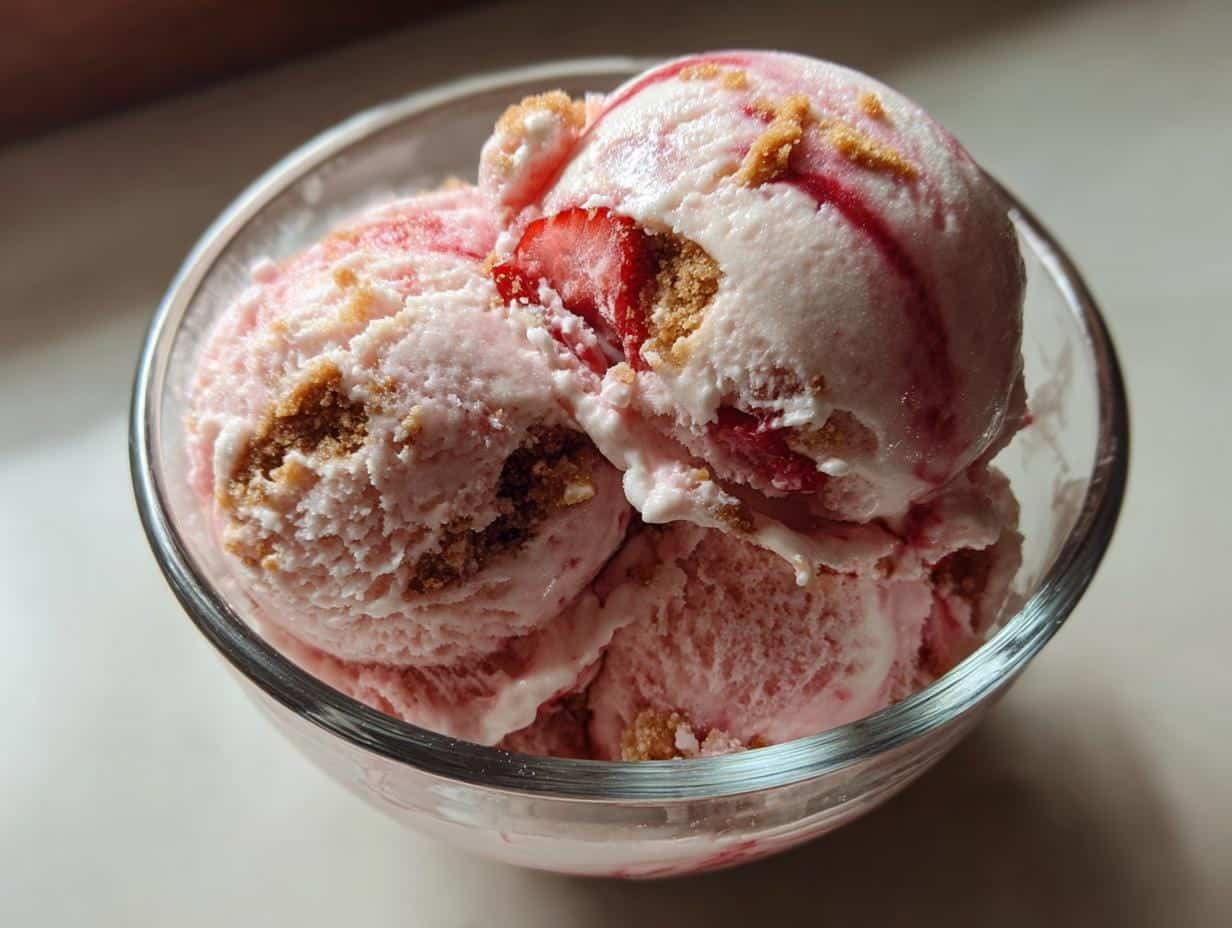 20-Minute No-Churn Strawberry Cheesecake Ice Cream Bliss