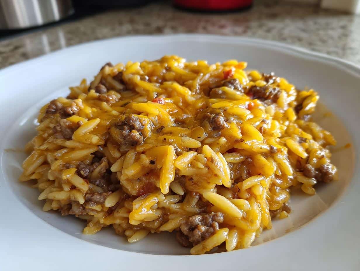 30-Minute One-Pot Cheeseburger Orzo Skillet You’ll Crave