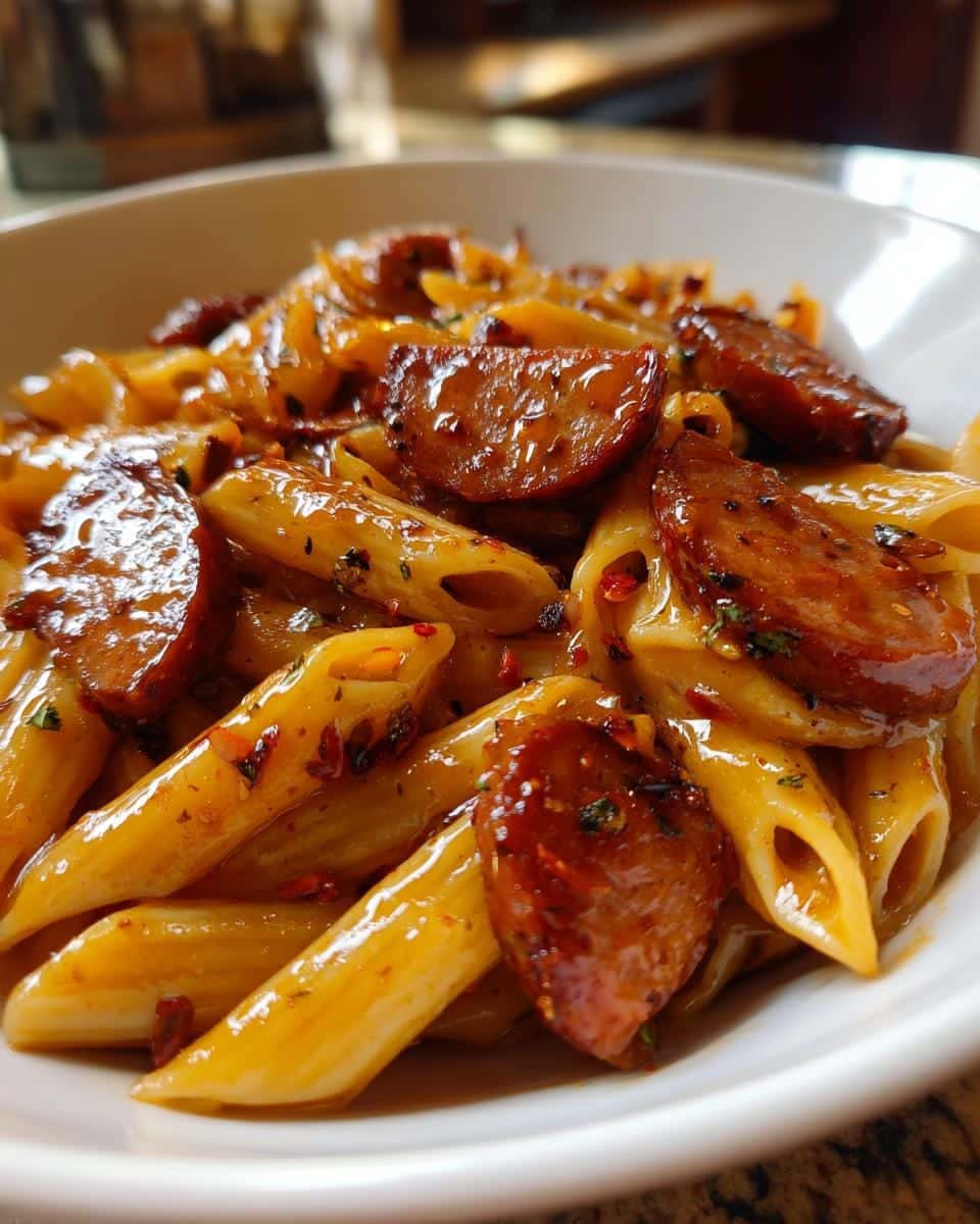 One-Skillet Spicy Honey BBQ Sausage & Pasta - detail 1