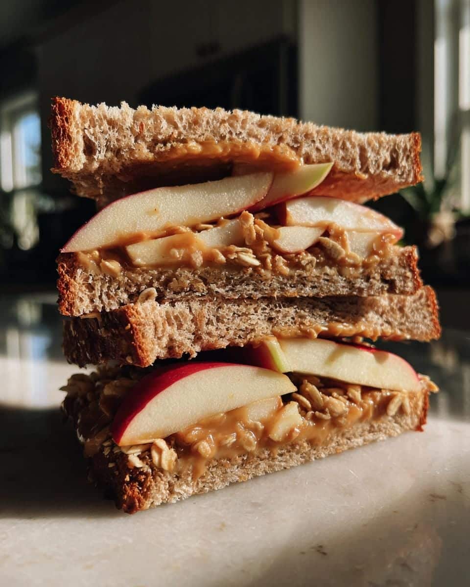Peanut Butter Apple Sandwiches with Granola - detail 1