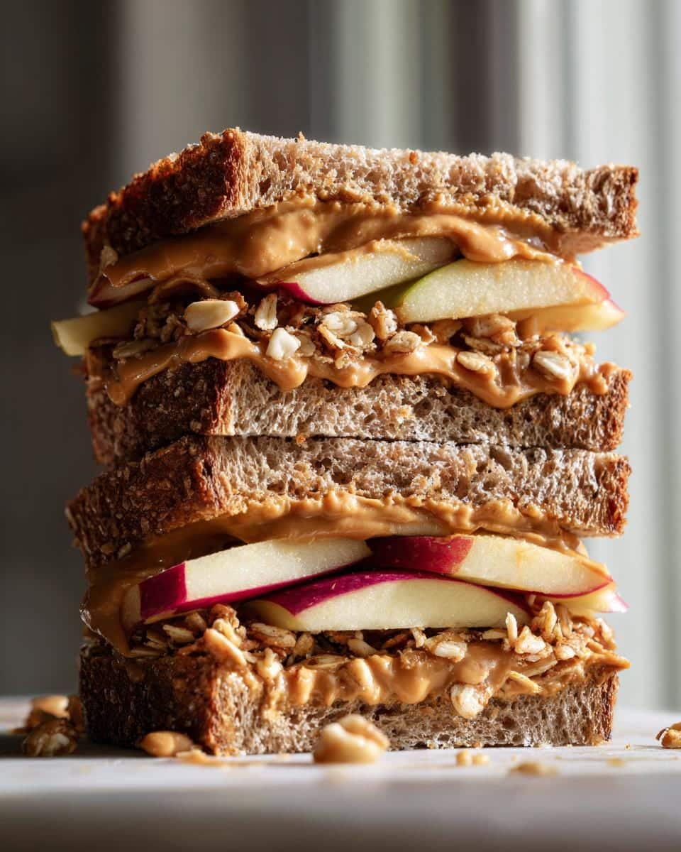 Peanut Butter Apple Sandwiches with Granola - detail 2