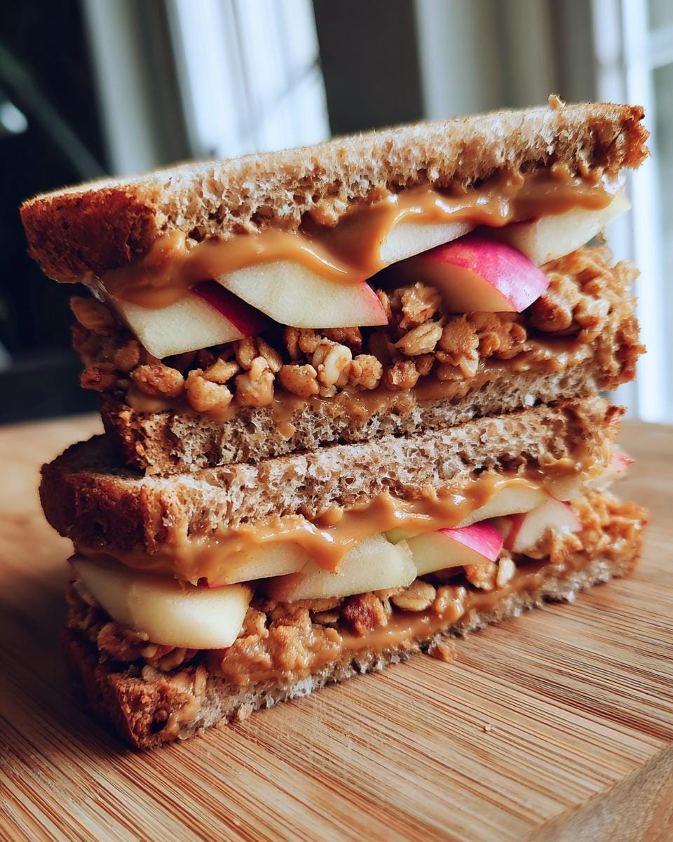 Peanut Butter Apple Sandwiches with Granola - detail 3