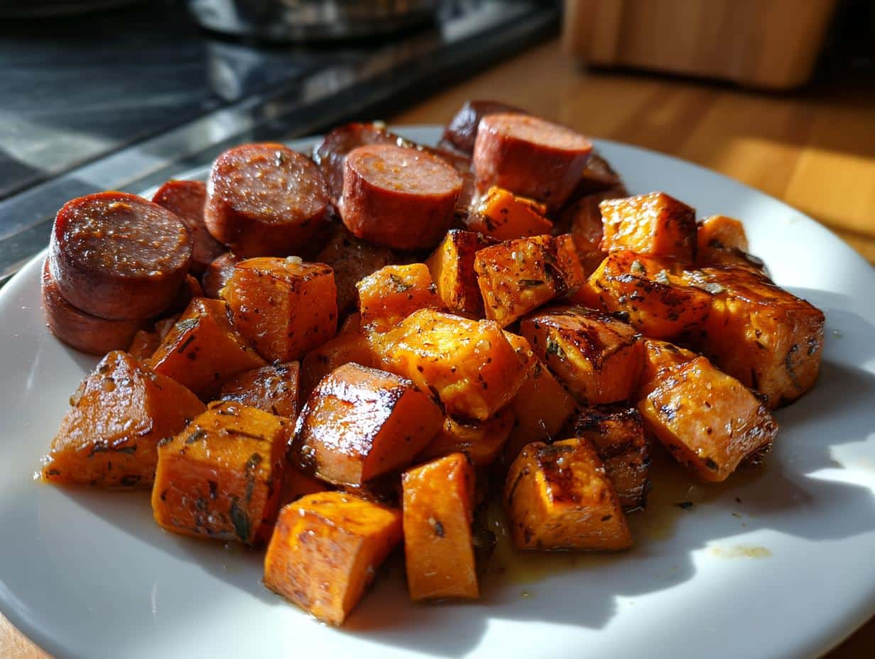 1 Irresistible Sausage and Sweet Potatoes with Honey Garlic Sauce