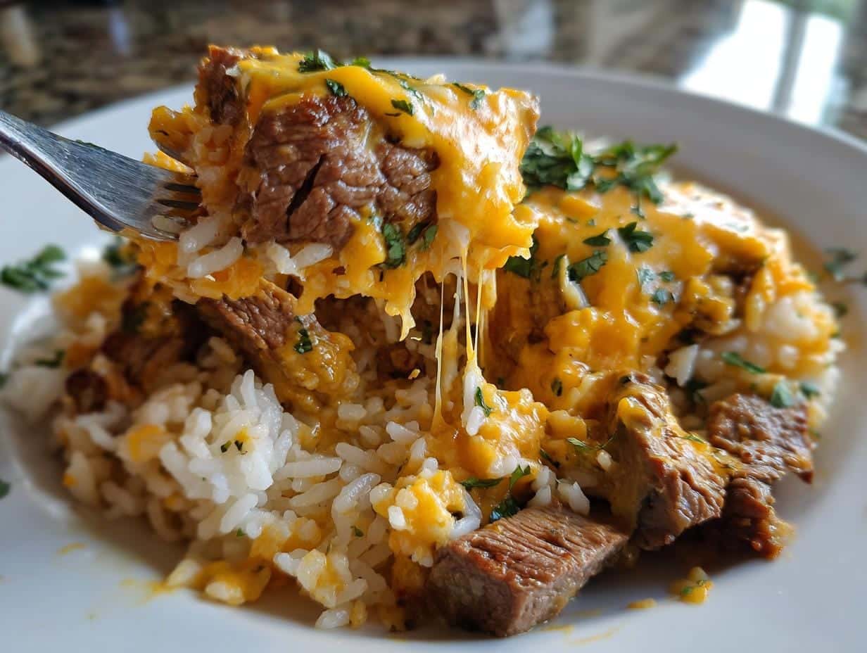 Irresistible 30-Minute Steak Queso Rice Recipe