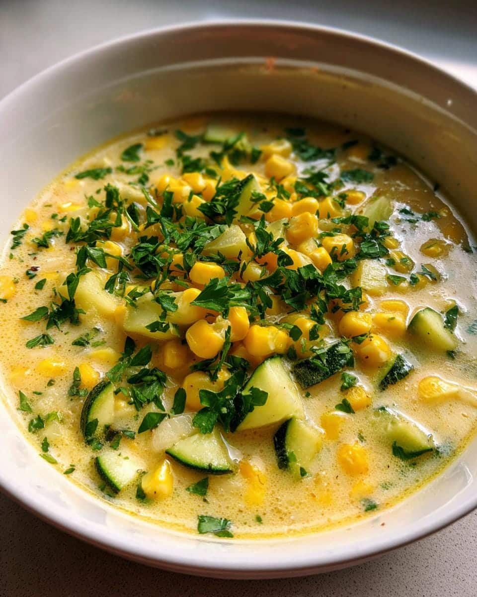 Summer Corn and Zucchini Chowder - detail 1