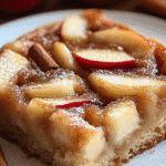 apple cinnamon sheet cake on wooden counter
