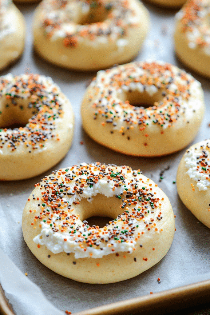 Cottage cheese bagels ready to bake