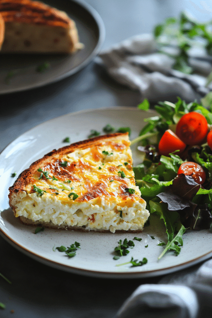 Cottage cheese egg bake served with brunch sides
