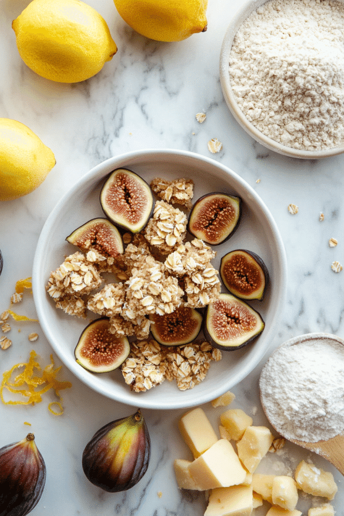 Fig bar ingredients flat lay