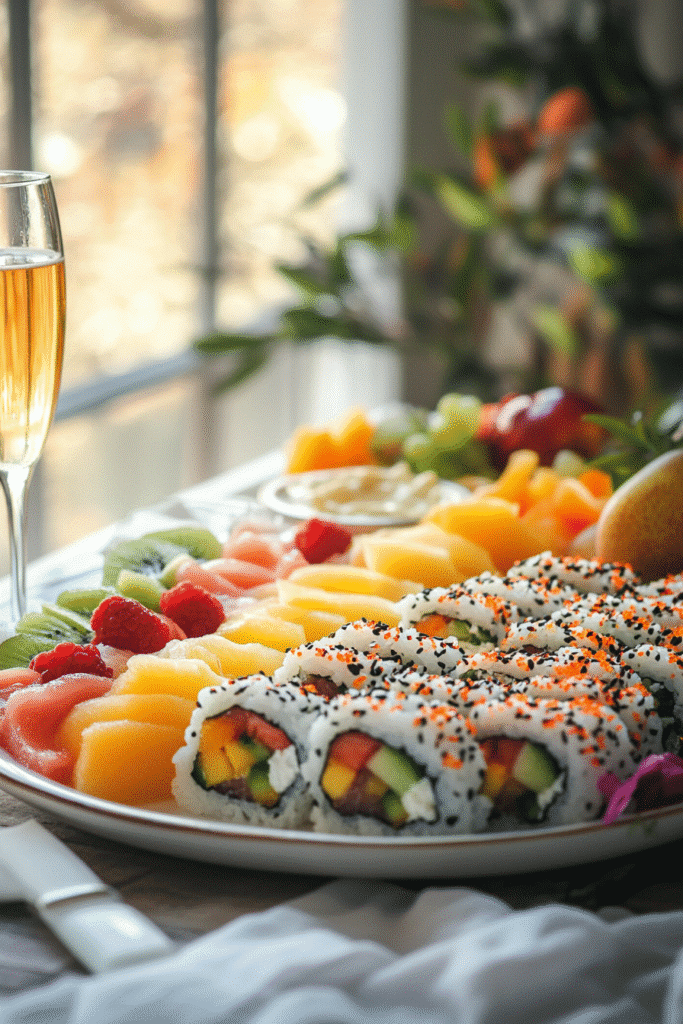 Fruity Pebbles Sushi plated for brunch