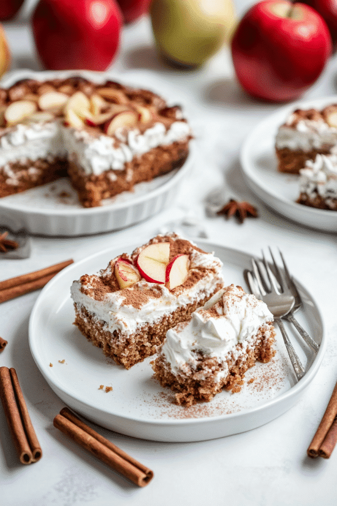 serving apple cinnamon sheet cake