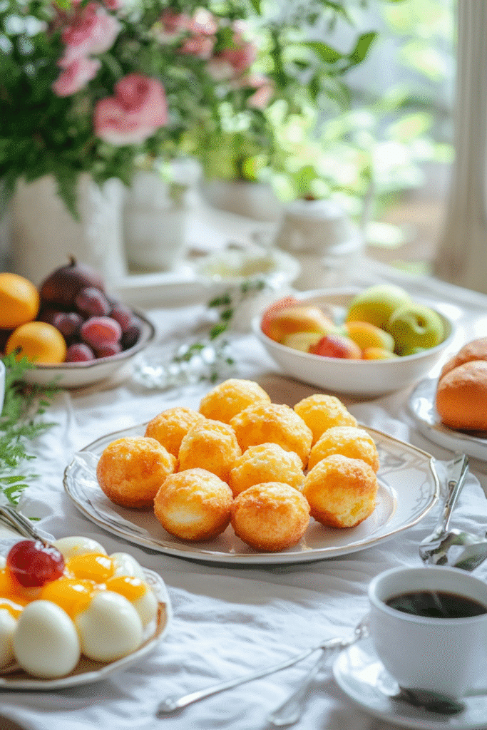 honey butter cornbread poppers on brunch table