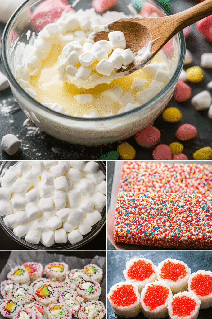 Melting marshmallows for Fruity Pebbles Sushi