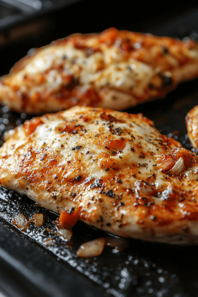 parmesan melting on blackstone garlic chicken