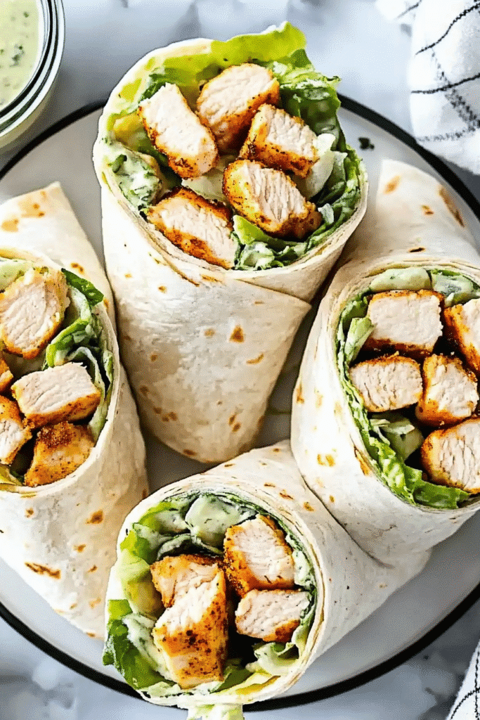 Chicken Caesar wraps served for lunch