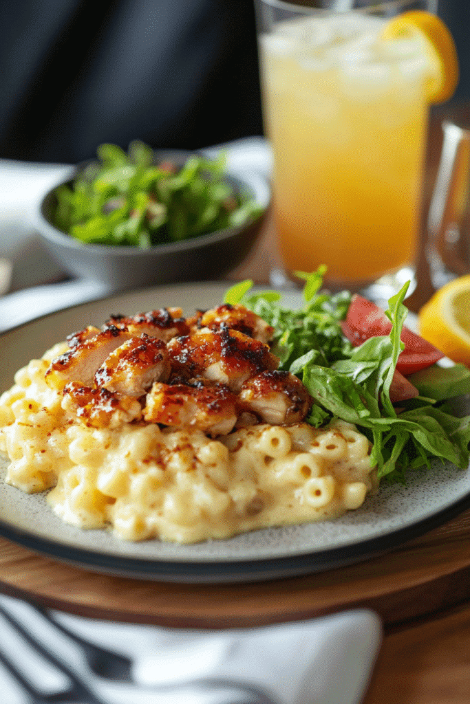 Served Creamy Honey Pepper Chicken Mac and Cheese
