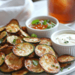 serving crispy zucchini chips with dips